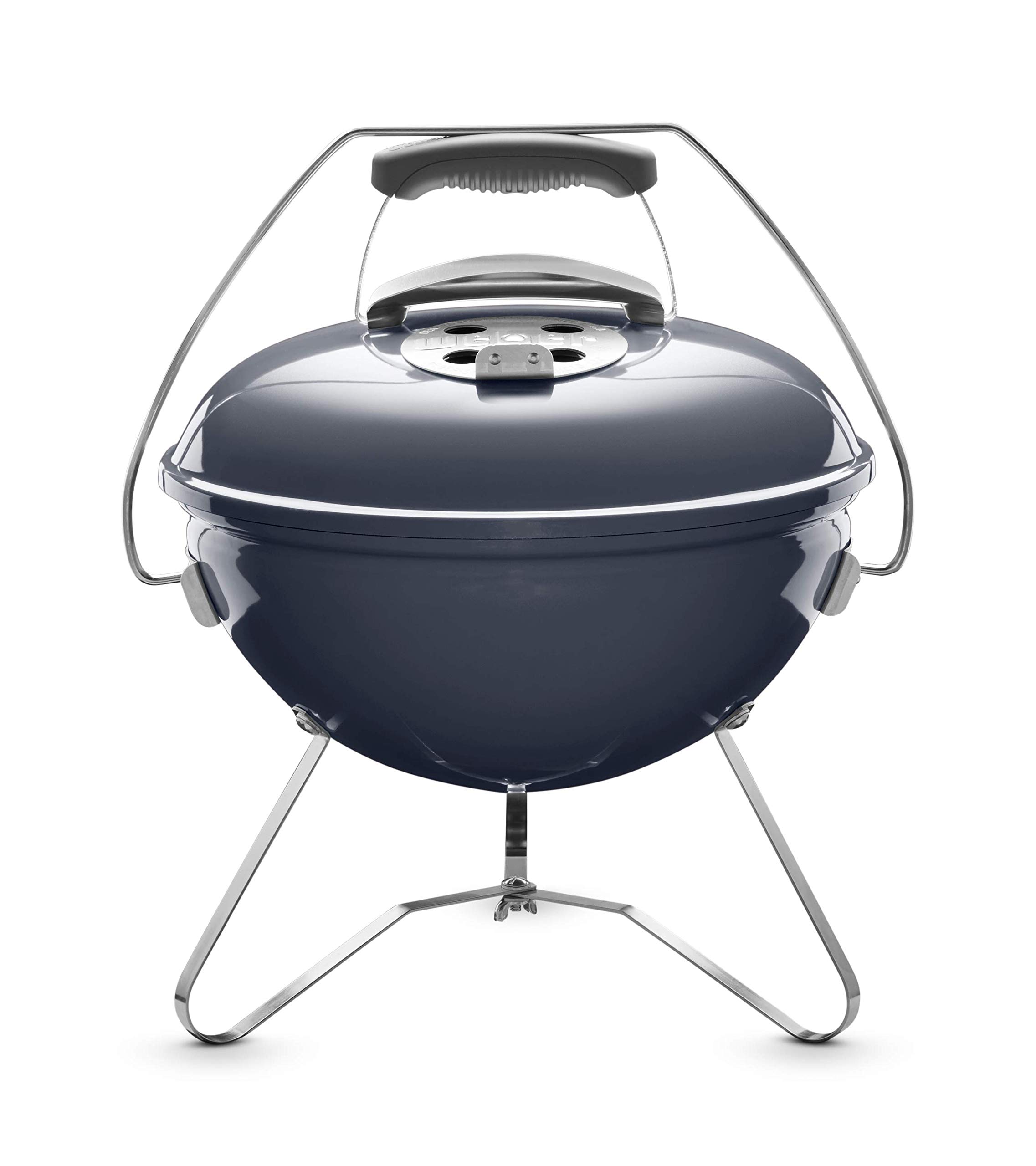 Weber Smokey Joe Premium Barbacoa de carbón, superficie de la parrilla de Ø 37 cm, barbacoa portátil con asa para transportar, barbacoa con tapa y cuba esmaltadas en porcelana - Slate Blue (1126804)