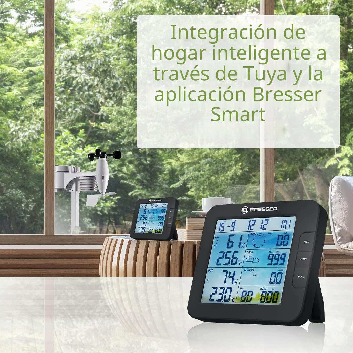 Bresser Centro meteorológico 7 en 1 ClimateConnect Tuya Smart Home Negro