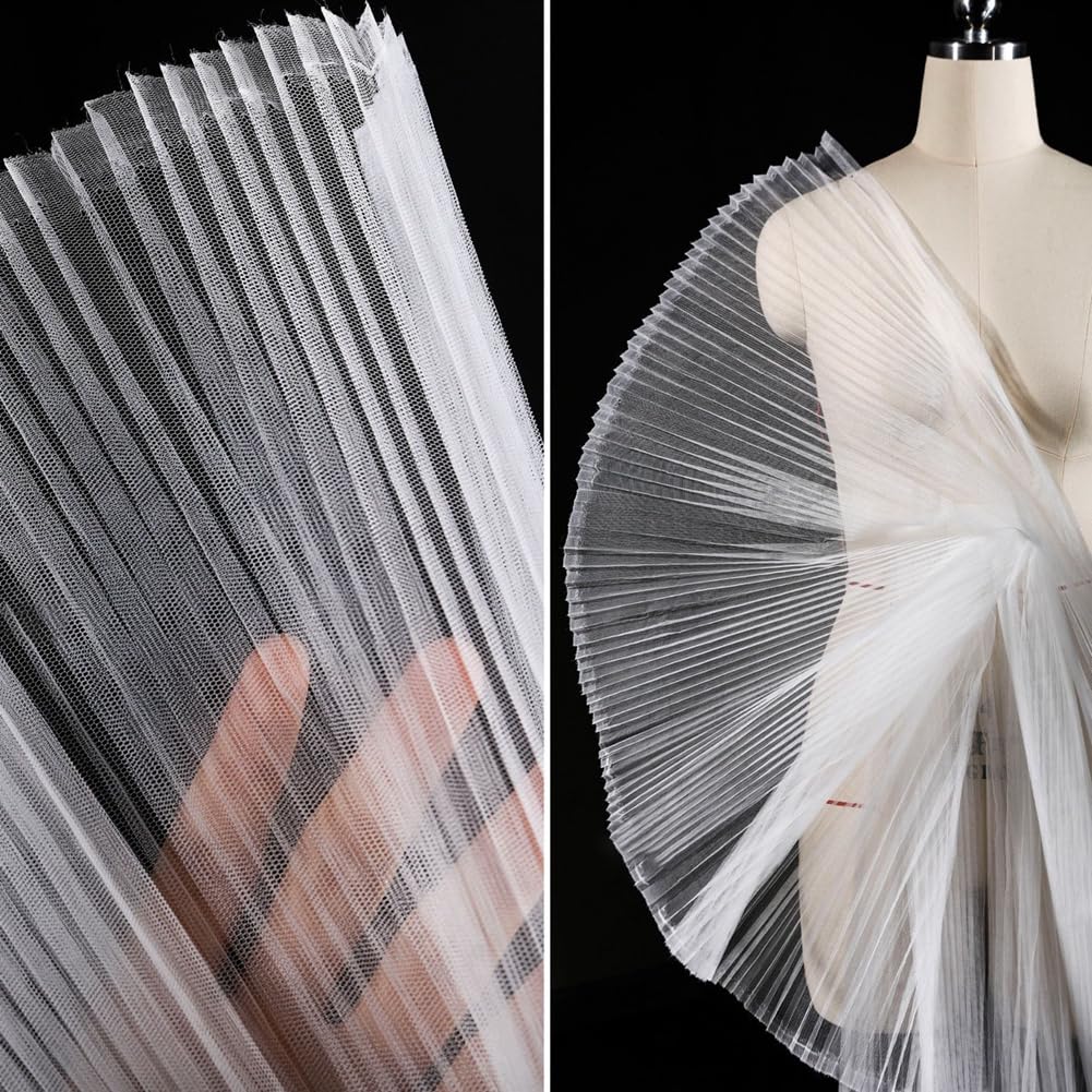 Tela de tul plisada, cinta de tul fruncida, acordeón, tela de malla rígida, venta por metros, tela de malla arrugada para manualidades, costura, artesanía, arco, fiesta, decoración, regalo,