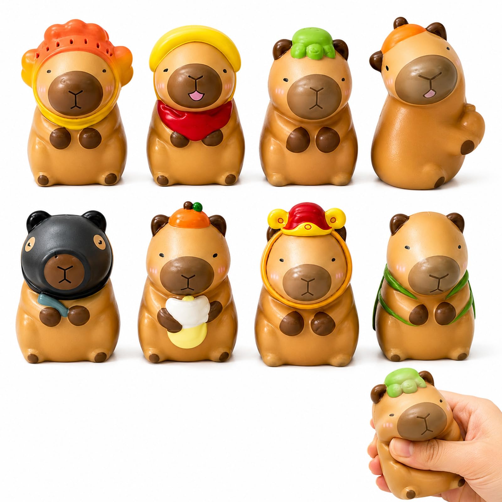 BLBATBK 8 PCS Random Capybara Squishy, Squishy Capybara, Adorable and Random, Ideal for Home and Office Desk Decoration, a Great Gift Option, Assorted Colors