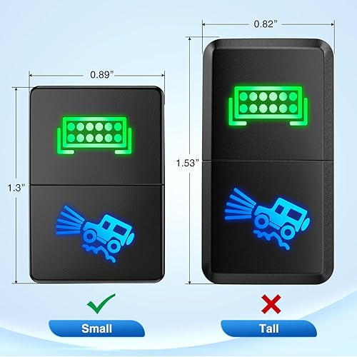 Miniatura 110 de Nilight Interruptor de botón de encendido y apagado de 12 V con kit de cable conector, 1.28 x 0.87 pulgadas, repuesto para Toyota Sequoia Highlander