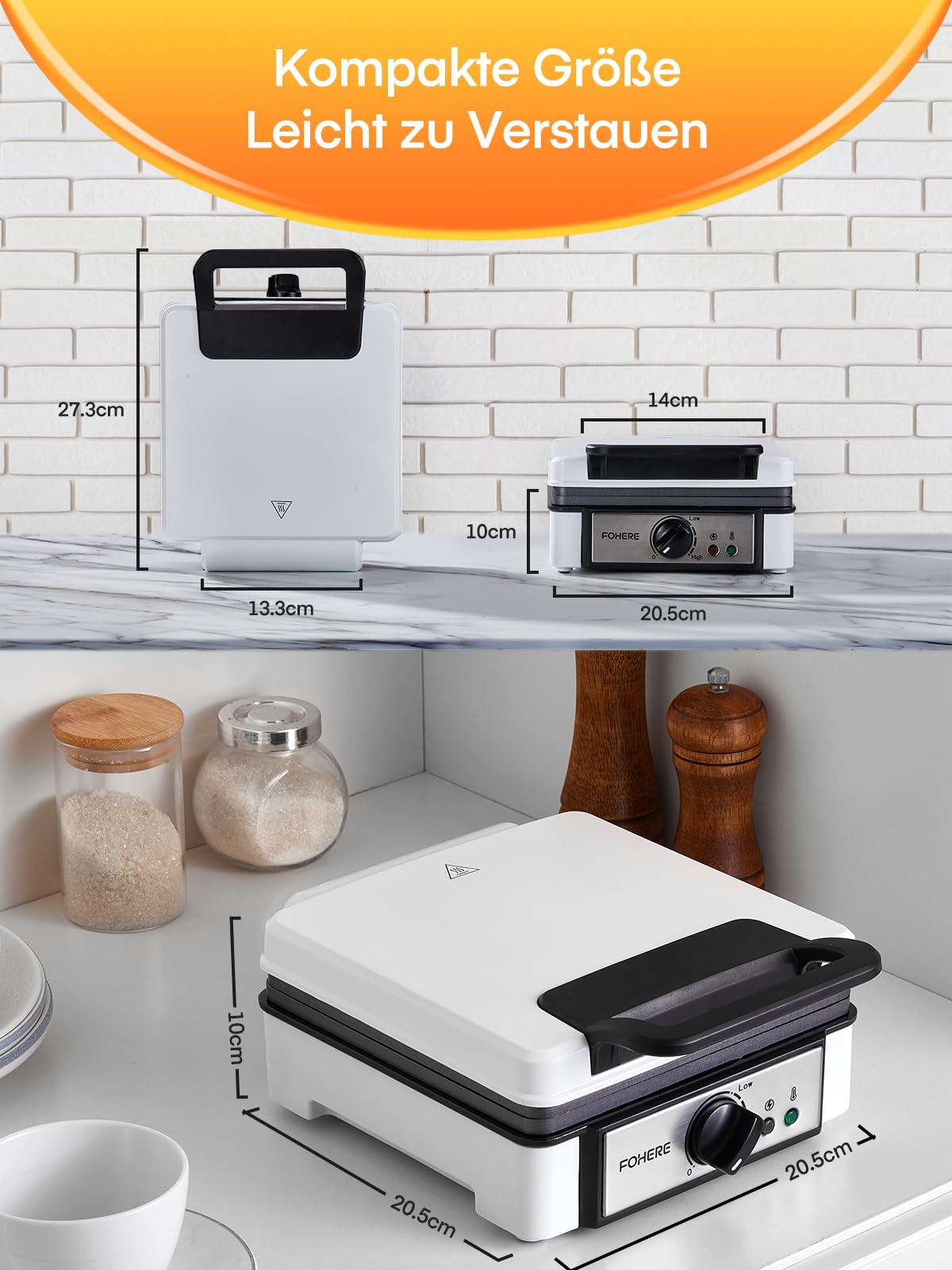 XL 2er Waffeleisen | 1200 Watt | Waffelautomat | Paninigrill | Waffeltoaster | Waffle Maker | Elektrogrill | XXL Wafflemaker | Waffel Eisen | Antihaftbeschichter FOHERE Waffelmacher