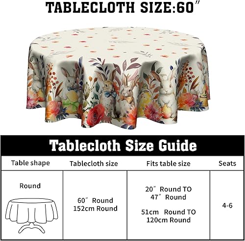 Miniatura 10 de Mantel redondo de otoño de 60 pulgadas, mantel de cosecha de hojas de otoño, tela de poliéster, Acción de Gracias, hojas de otoño, cubierta de mesa