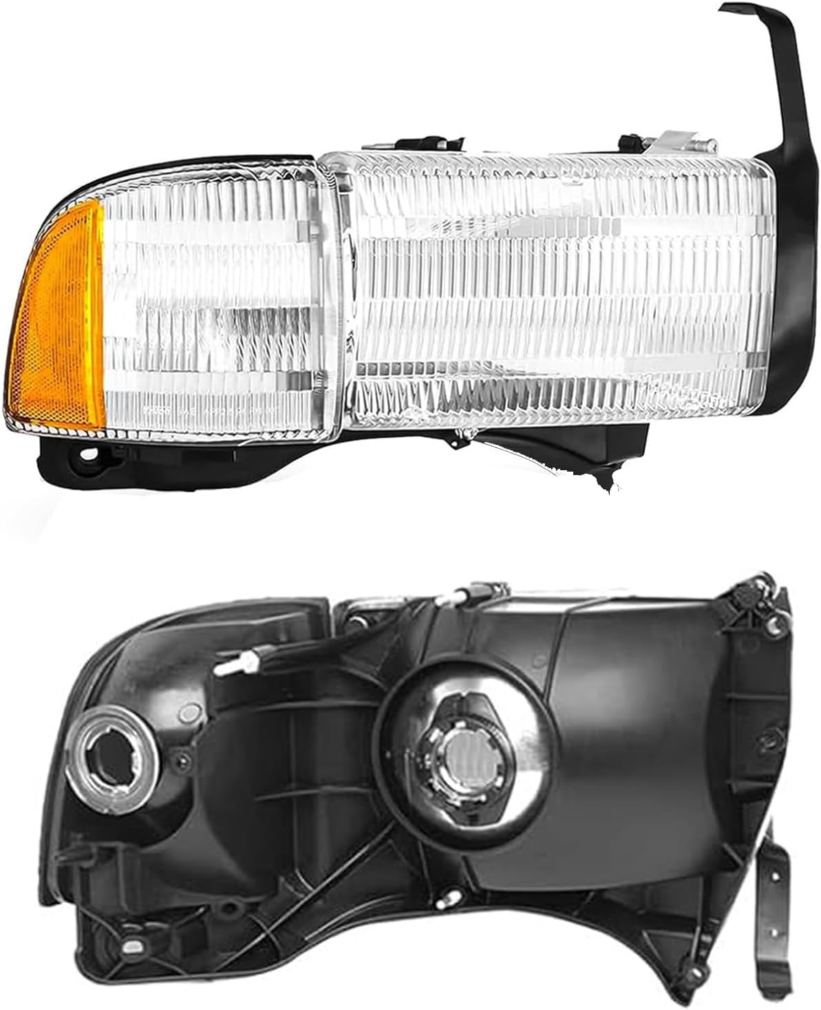 OE Style Headlights w/Bulb & Corner Lights Compatible with Dodge 1994-2001 Ram 1500,94-2002 RAM 2500 3500 (Non-Sport Models) Head lights Chrome L+ R for 1994 1995 1996 1997 1998 1999 2000 2001 2002