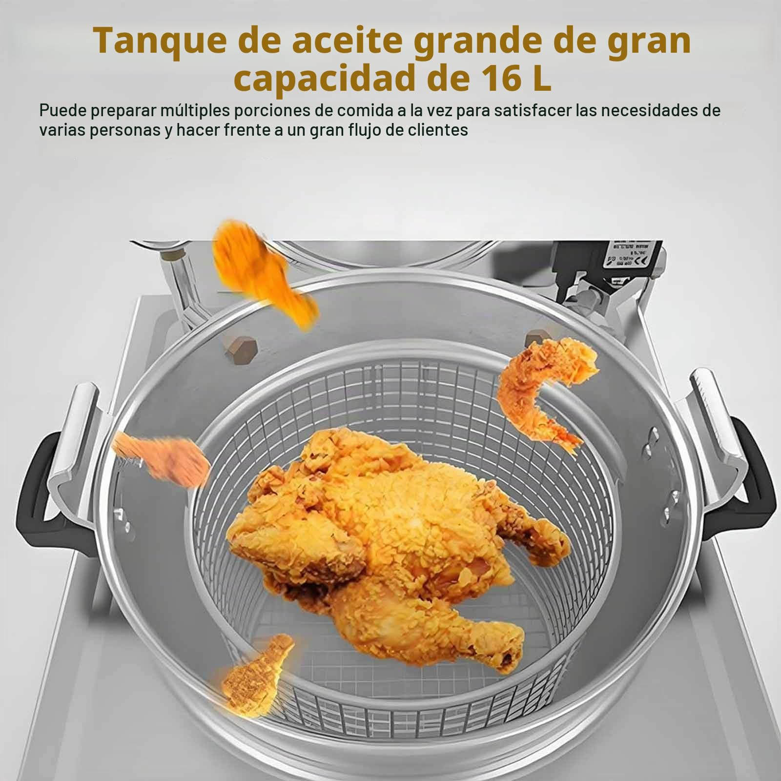 Freidora a Presión Eléctrica de Encimera 16L, Freidora a Alta Presión en Acero Inoxidable, Máquina Comercial con Temporizador para Pollo Frito, Snack Bars y Restaurantes (3000W)