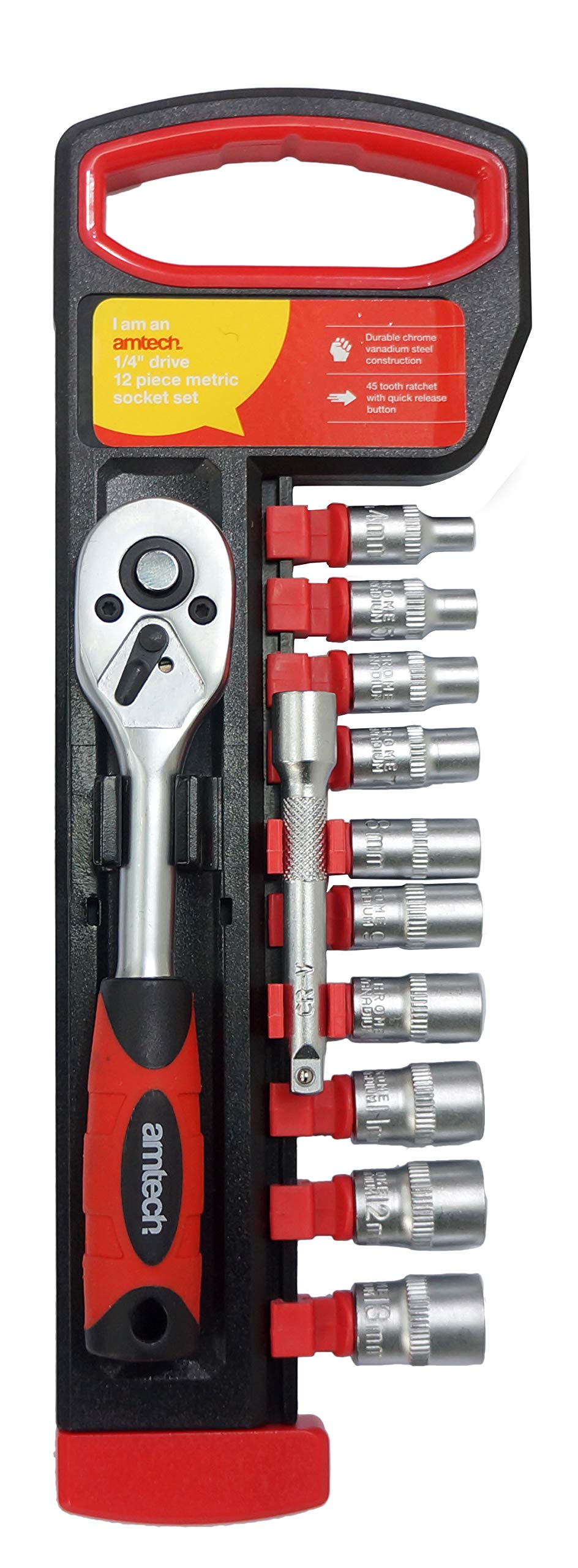 DRONA GLOBAL 12 Pcs Hand Tool Socket Sets Ratchet Wrench - Chrome Steel, Anti Rust, Self-Locking Drive Head