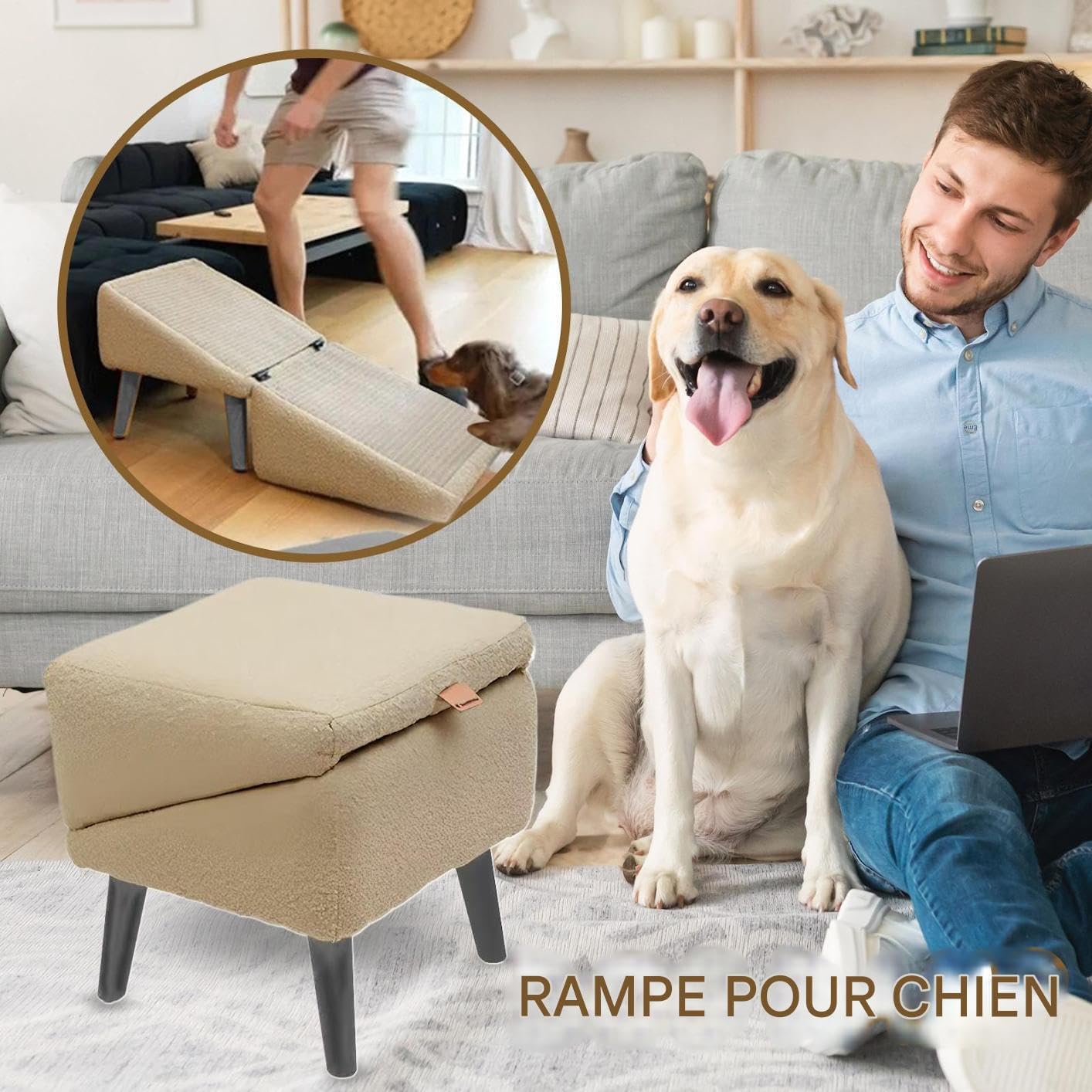 Rampe Pliable pour Chien - Escalier pour Canapé, Marchepied Anti-Dérapant pour Véhicule