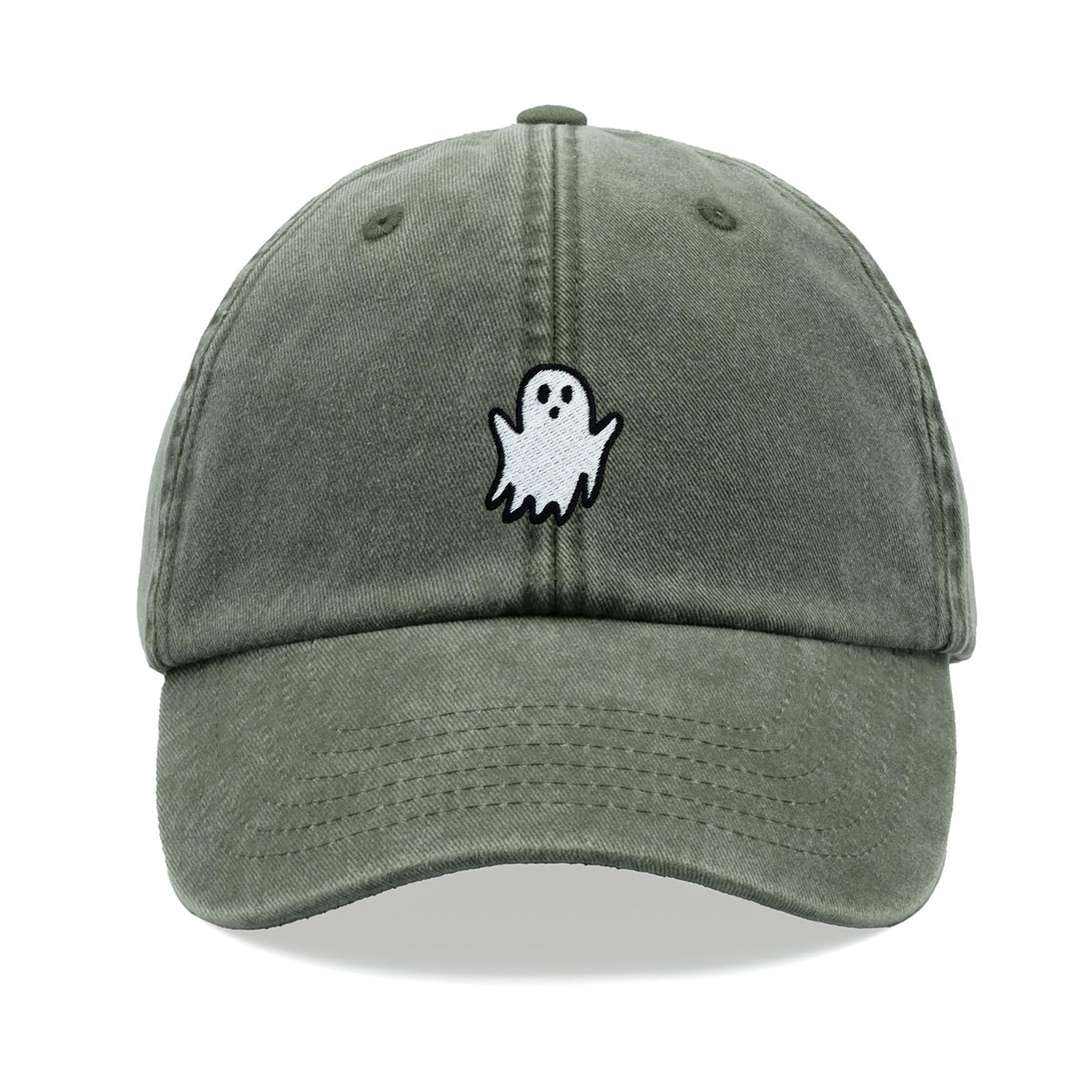 Cap Base Unisex Olive Ghost Baseball Cap Vintage Washed Dad Hat Adjustable