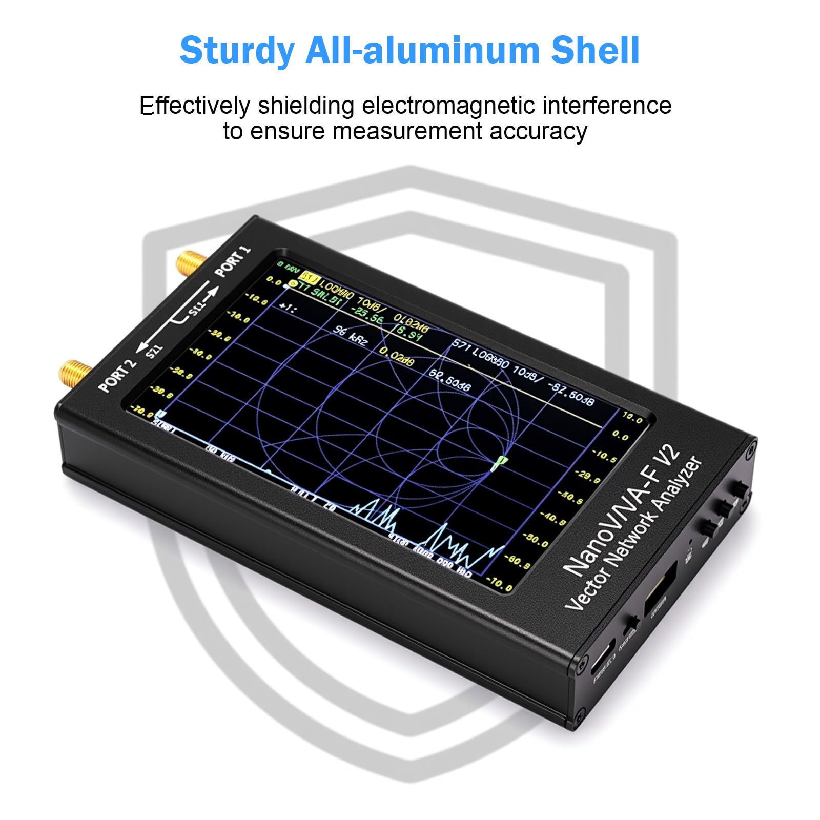 AURSINC NanoVNA-F V2 Ultimo Analizzatore di Rete Vettoriale 50KHz-3GHz HF VHF UHF VNA Schermo LCD da 4,3 Pollici Analizzatore di antenna - Misurazione dei Parametri S, Fase, Ritardo, Diagramma Smith