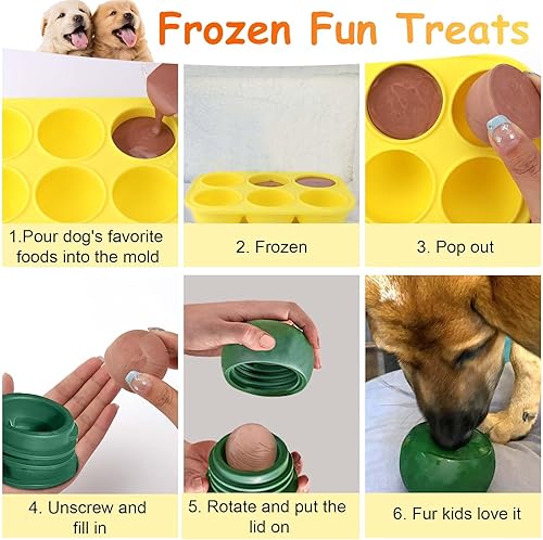 Miniatura 4 de BABORUI Moldes de silicona de 6 cavidades para golosinas de perro para Woof Pupsicle y Power Chewer Pupsicle Grande 25-75lbs, moldes reutilizables