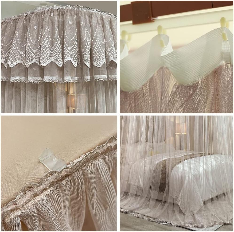 Mosquitera de cama decorativa con estructura para noches de verano 5