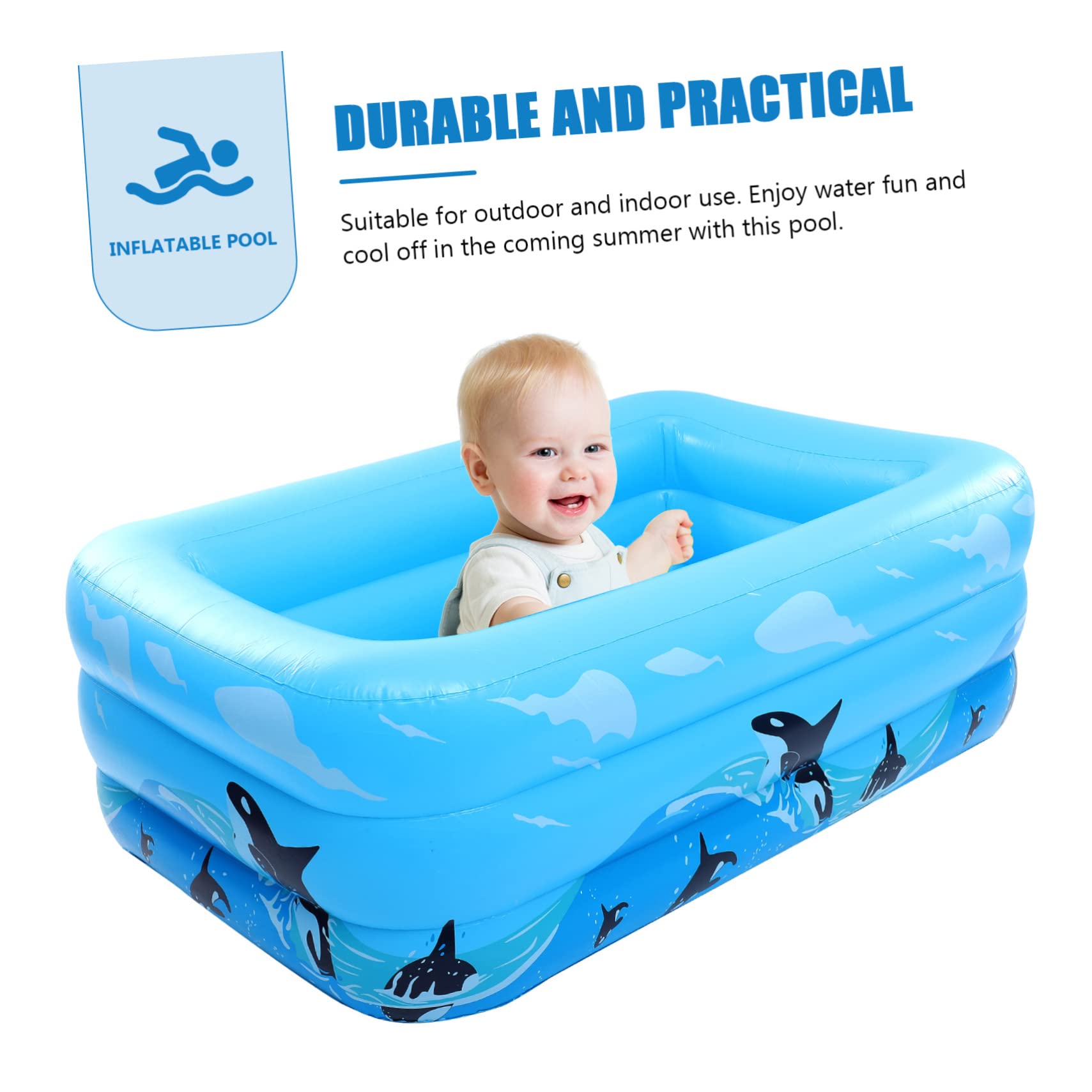 Piscina Hinchable para Niños de PVC Azul, Inflado Rápido