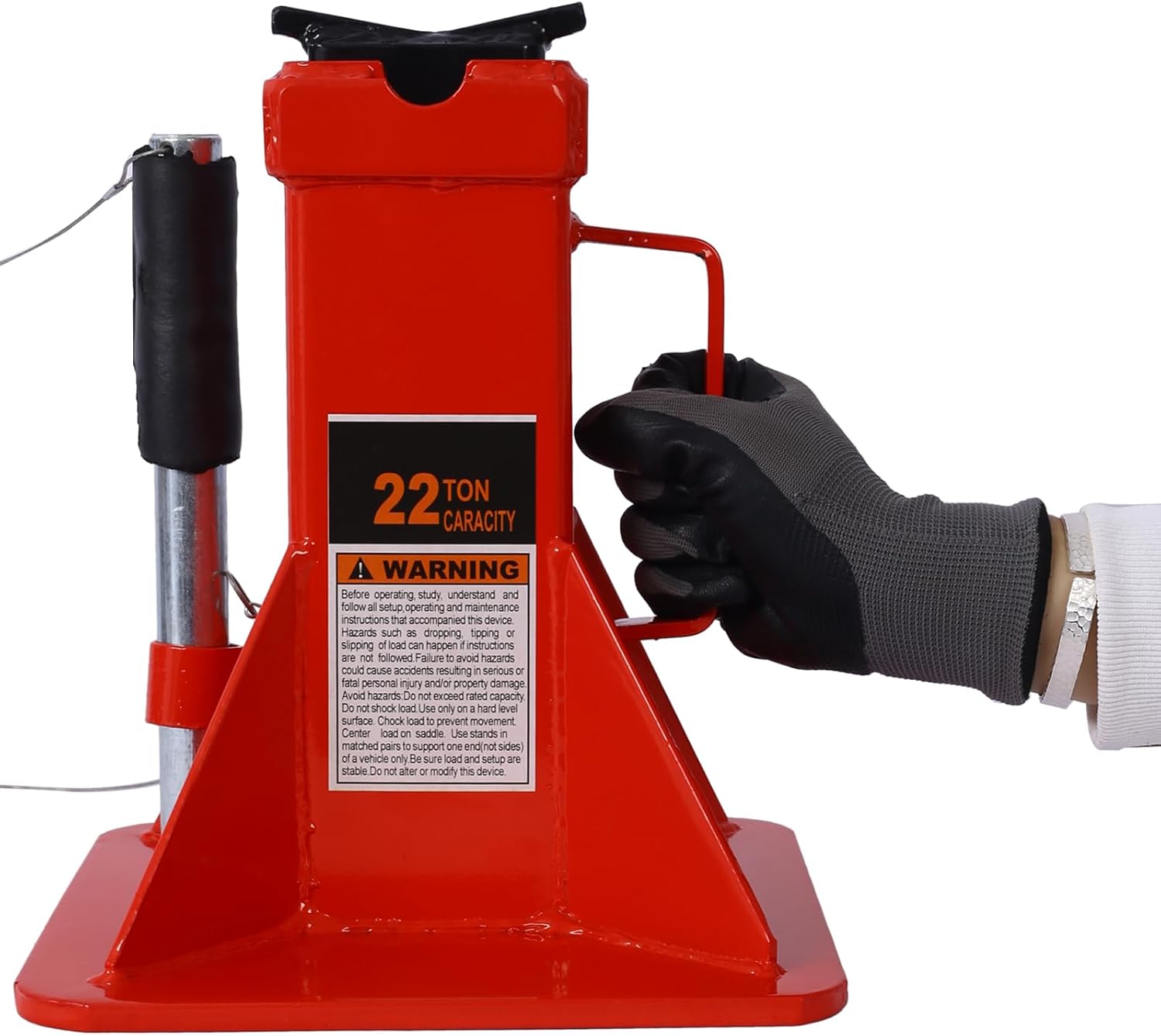 22 Ton (44,000 lb) Heavy Duty Pin Type Professional Car Jack Stand with Lock, Adjustable Height to 20", Wide Base Safety Design for Supporting Trucks, Trailers and Equipment,1 Pair (Red)
