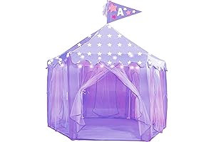 Princess Castle Kids Play Tent with Personalized Flag for Children, Purple