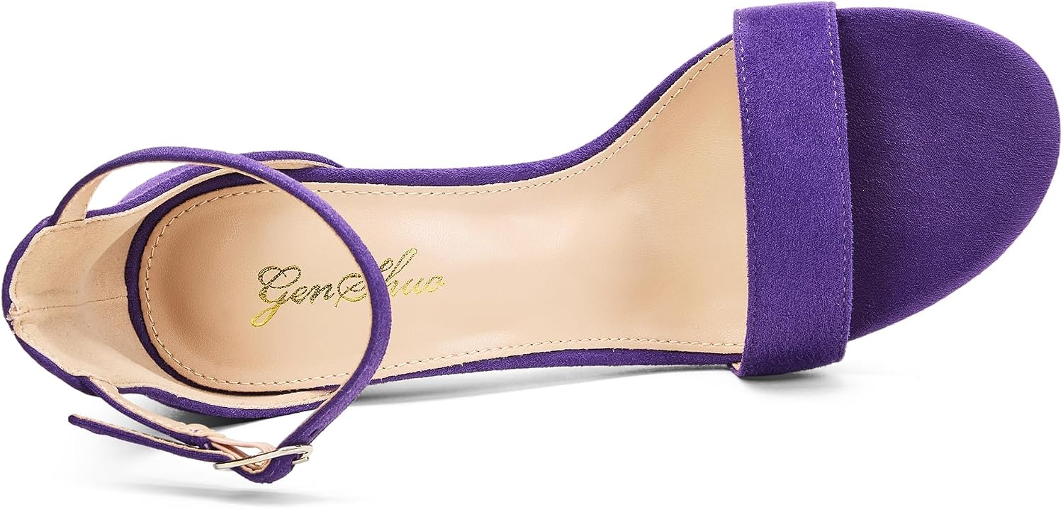 GENSHUO Women's 4-inch Chunky High Heel Sandals with Ankle Strap,Party Wedding Bridal Shoes image 3