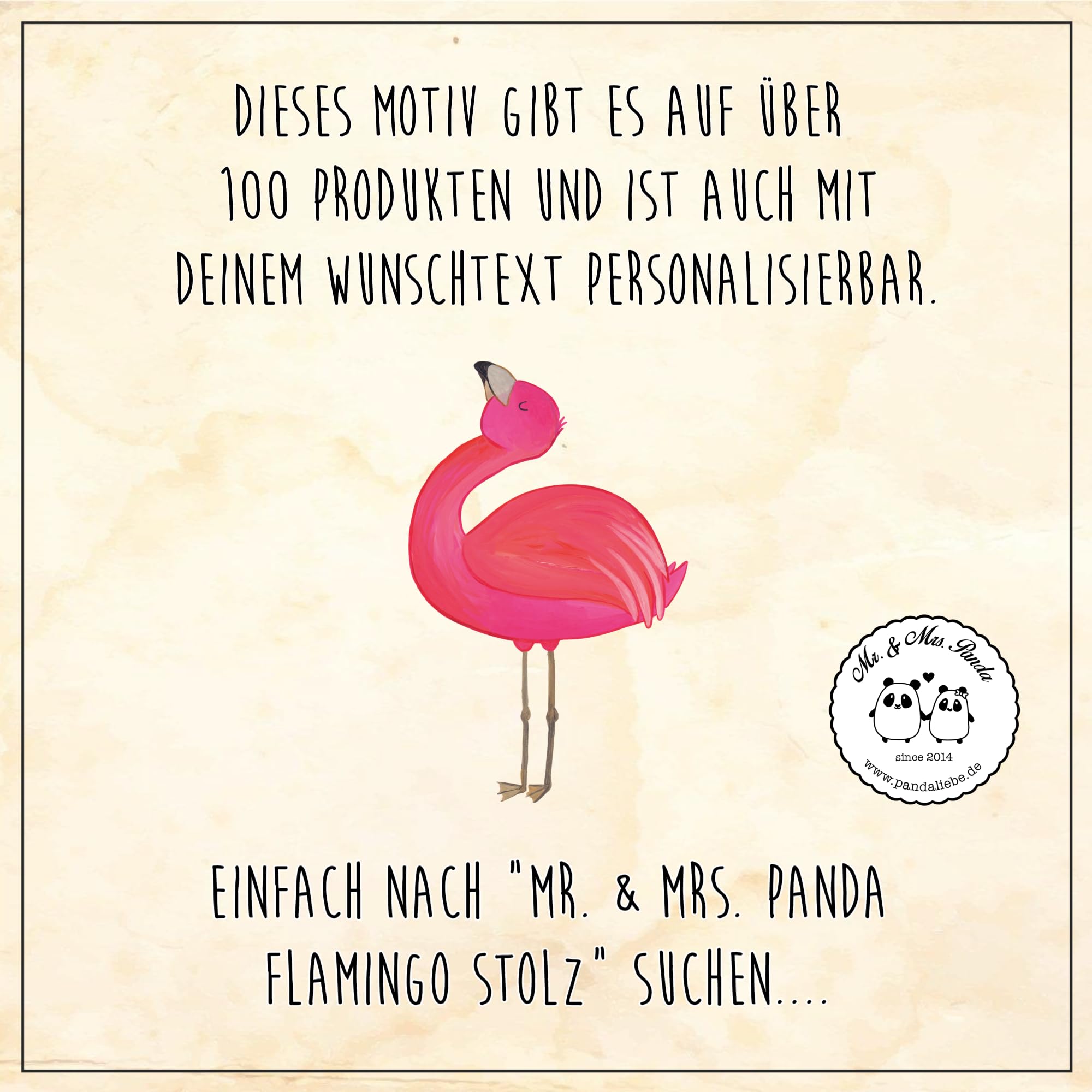 Mr. & Mrs. Panda Fussmatte personalisiert Flamingo Stolz 40 x 60 cm - Personalisierte Geschenke, Tochter, Freundin, Türmatte, Mama, mit Namen, Zufrieden, Fußmatte personalisierbar