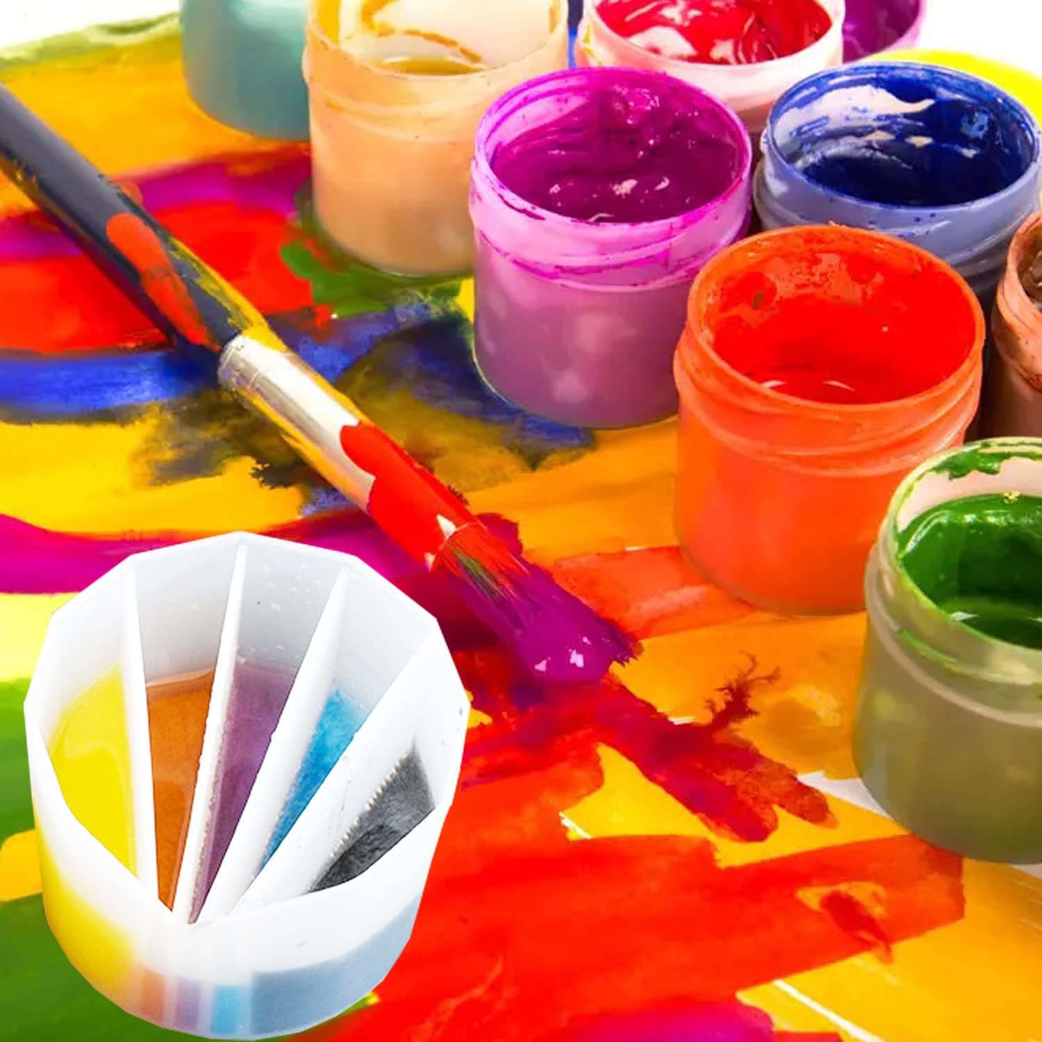 Set 4 Tazze Divise In Silicone Per Vernici E Resina | Tazze Multicanale 2/3/4/5 Scomparti | Ideale Per DIY, Artisti E Hobby Creativi - Riutilizzabili E Facili Da Pulire - Foto 10