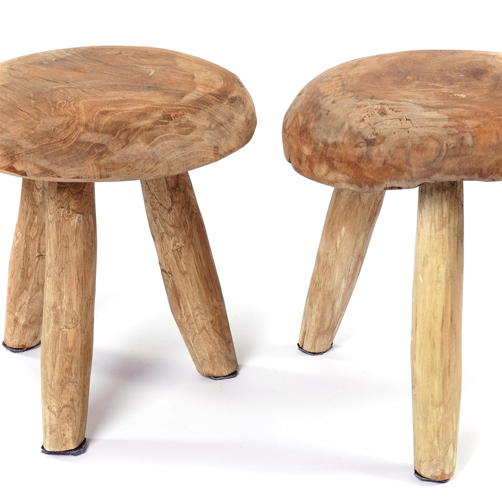 tabouret Klara en Bois Acajou | 28 cm, Petit Melk, Appui Rond pour Fleurs et Plantes, Bois Naturel