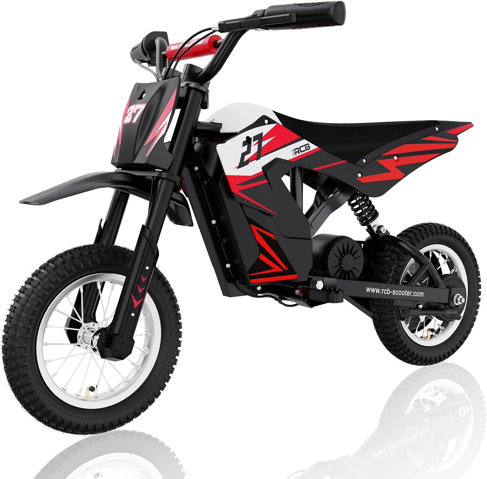 RCB R9X Electric Motorcycle Kids, 12 inch Pneumatic Tires, 5.2Ah Battery, Ride On Electric Motorcycle with 3 Speed Modes 5/7.5/15.5MPH, Range 10.5 Miles, Moto Crossbike for Kids (Red)