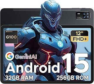 DOOGEE Tab E3+ Tablet 12 Inch Android 15, Octa-Core Helio G100 Gemini AI,32GB+256GB/2TB TF,8800mAh, 4G Dual SIM Tablet Gam…