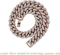 Vista 4 de Collar de metal con cadena de oro rosa para perro, 0.394 pulgadas de ancho, collar de aleación de diamante cubano, lindo collar de moda