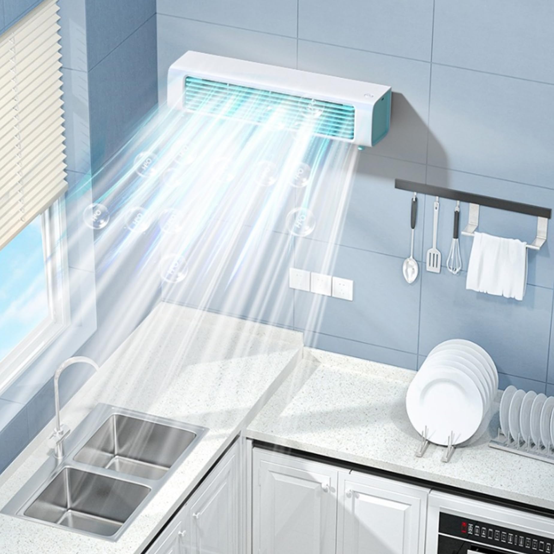 Aire acondicionado portátil pequeño, aire acondicionado personal de 3 velocidades con unidad de pequeña recargable remota portátil para habitación, escritorio, oficina, dormitorio