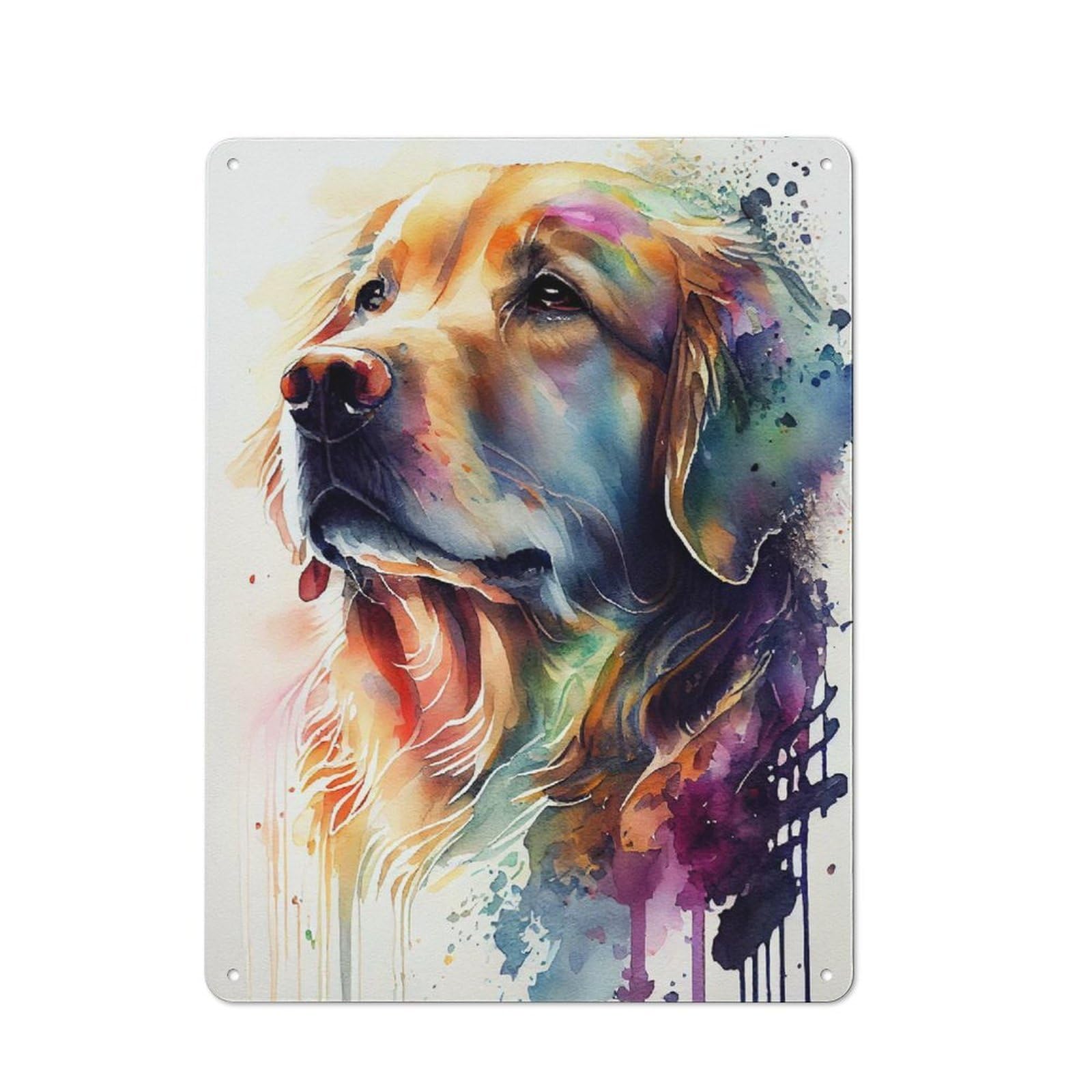 Junmoney Golden Retriever Color 40X30cm Industrial-Style Tin Sign With For Hallway Wall, A Metal Wall Feature For A Newly Arranged Hallway