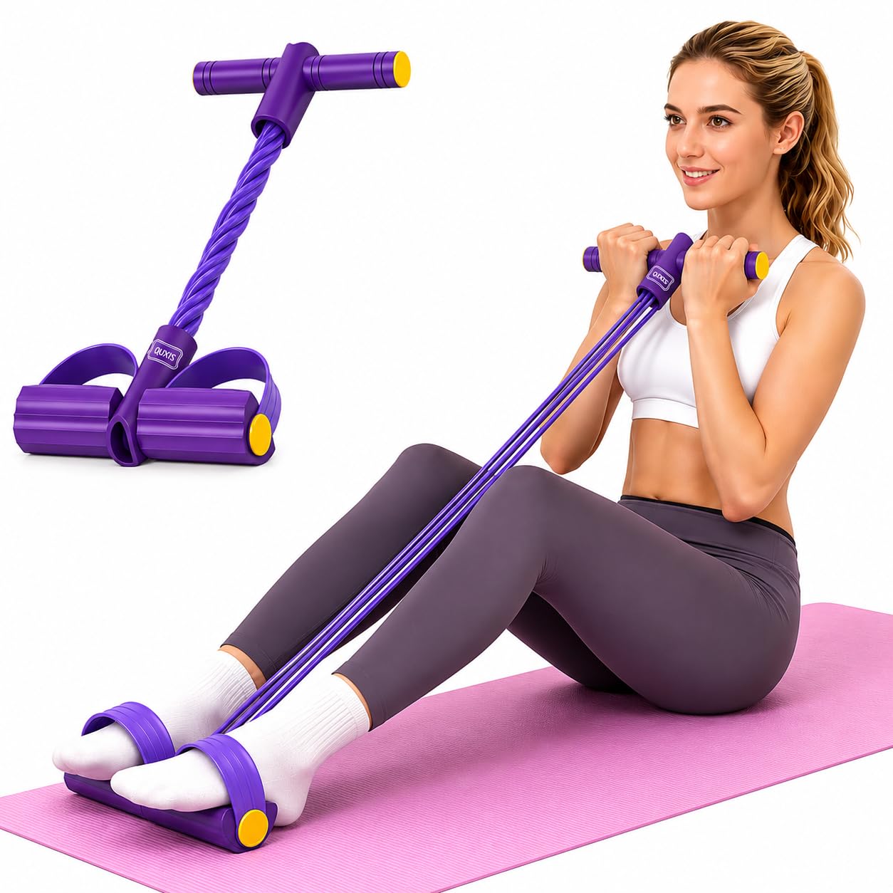 6 Tubes Resistance Band Set, Multi-Color Latex Pedal Exercise Band with Foot Pedal, Portable Home Gym Equipment for Strength Training, Yoga, Full Body Workouts-image-39