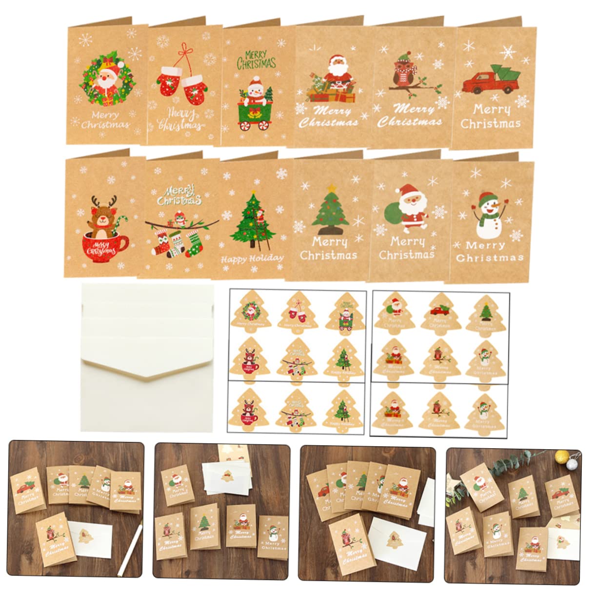 120sätze Weihnachtsgrußkarten Festliche Botschaften Mit Karten Umschlägen Stickern Für Winterfestivalsaison Für Weihnachtswünsche