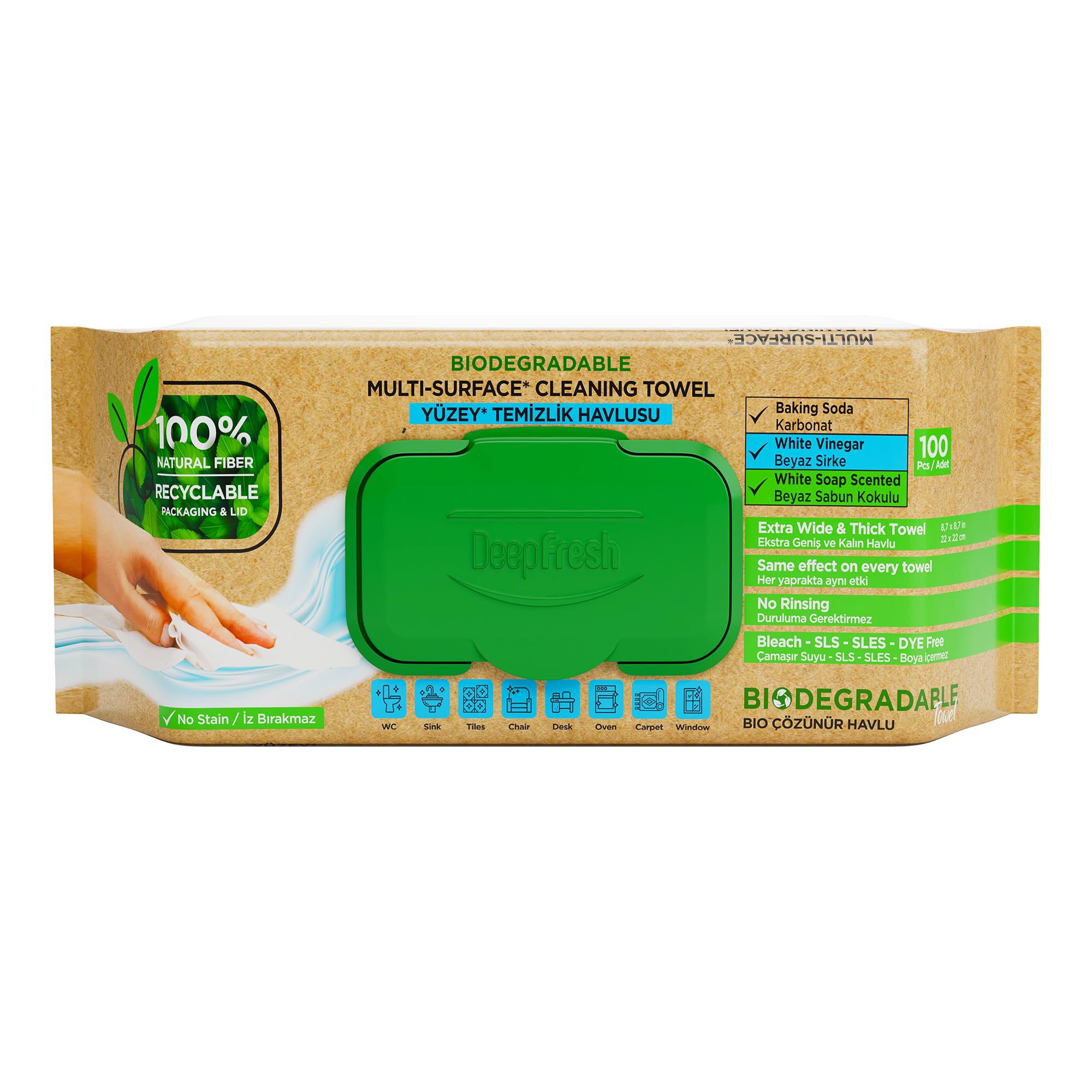 DeepFresh White Soap Scented Multi-Surface Cleaning Wipes 12 X