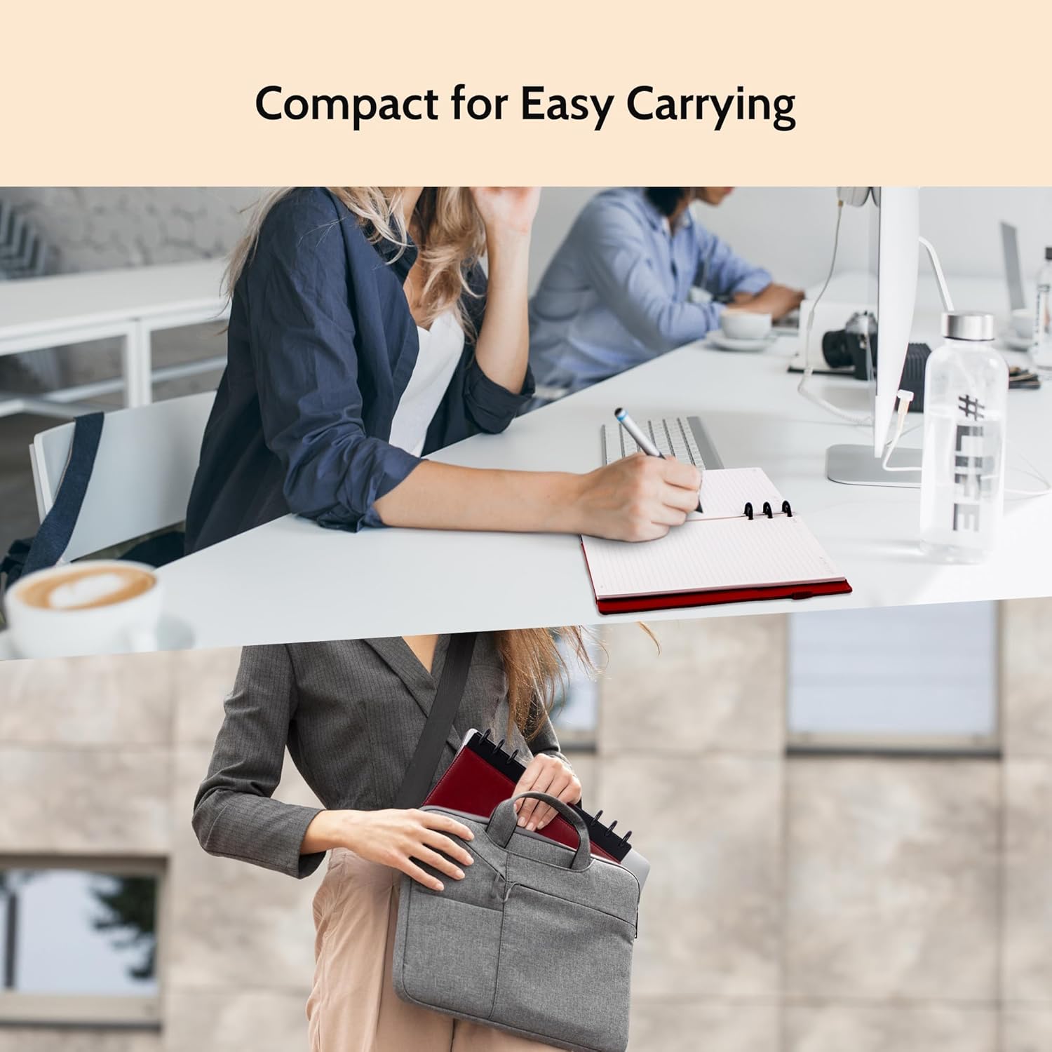 Refillable Notebooks for Work Discbound: Hardcover Notebook with 5 Subject Removable Dividers Tabs Colleged Ruled Large Journal for Writing Women Men 240 Pages,Dark Red