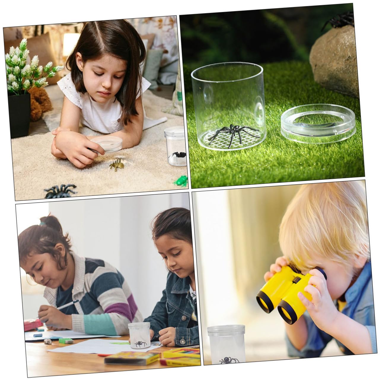 Caja de Observación de Insectos Lupa de Plástico 9 Piezas para Niños | Alta Transparencia, Tapa Flujo de Aire, Mejora la Concentración, Adecuado para Explorar Bichos