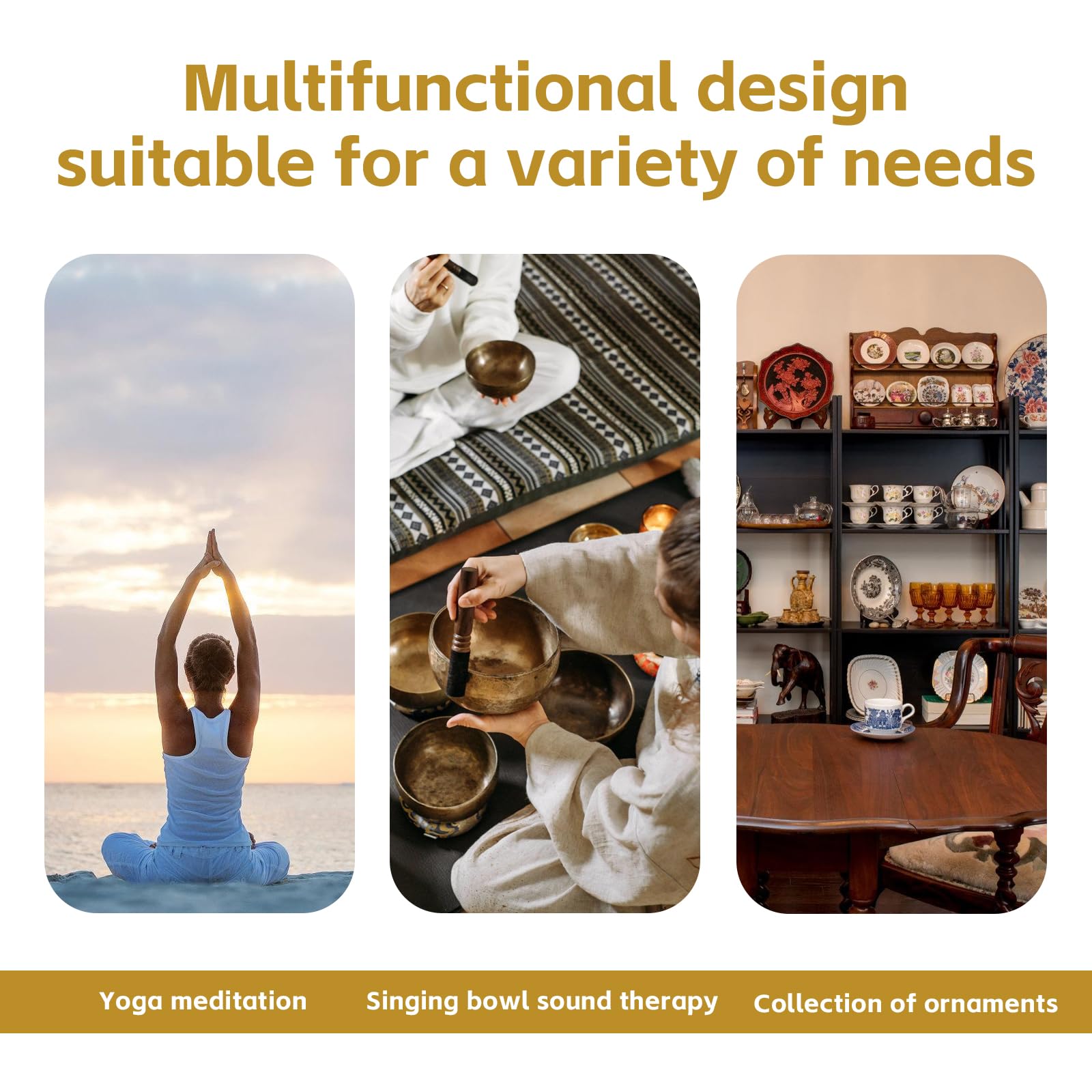 Set Campana Tibetana Piccola - 8 Cm, Con Bacchetta E Cuscino, Per Meditazione E Yoga - Foto 3