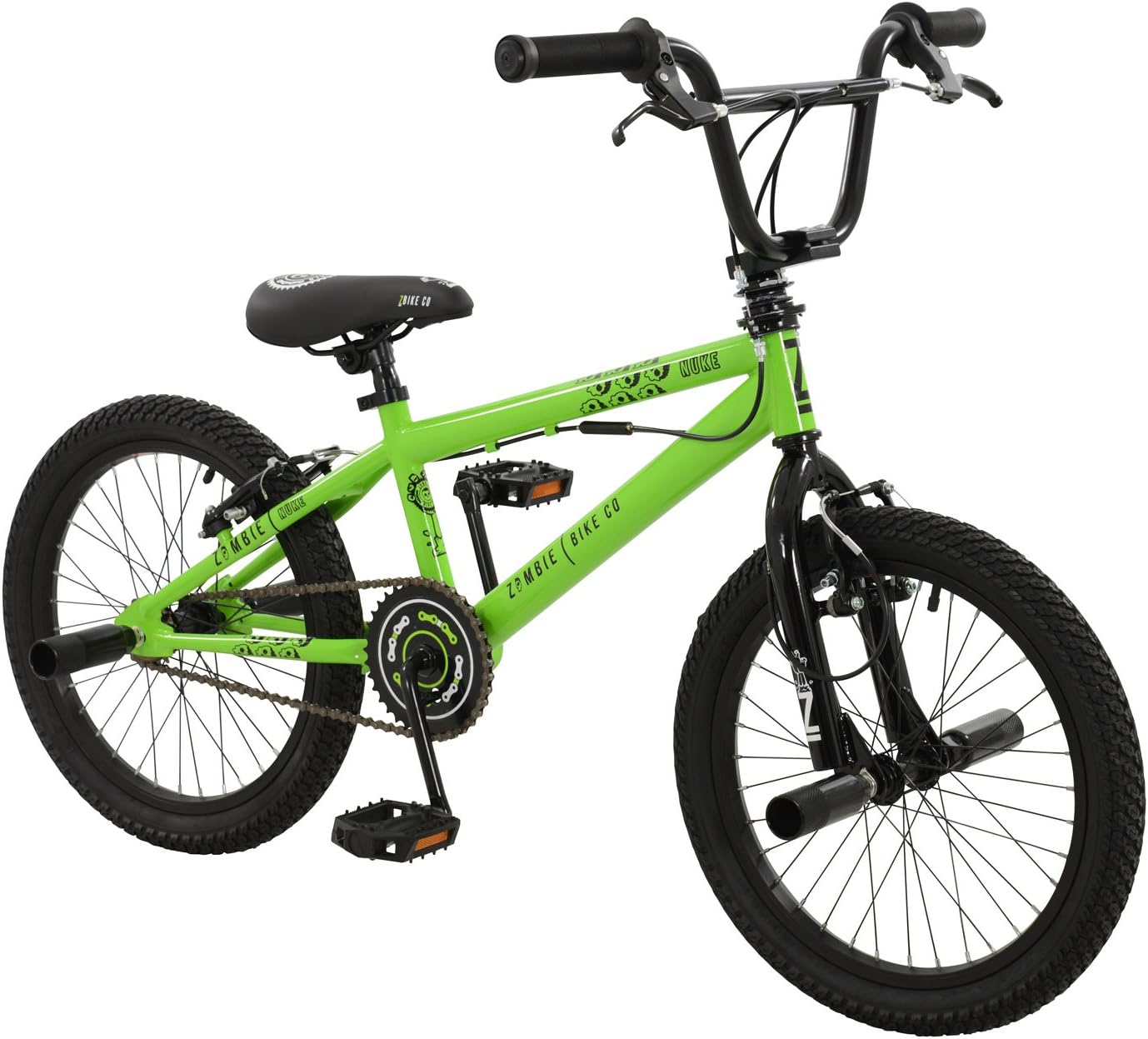 Zombie 18" Nuke BMX BIKE - Bicycle in GREEN & BLACK with Gyro Braking (Boys)