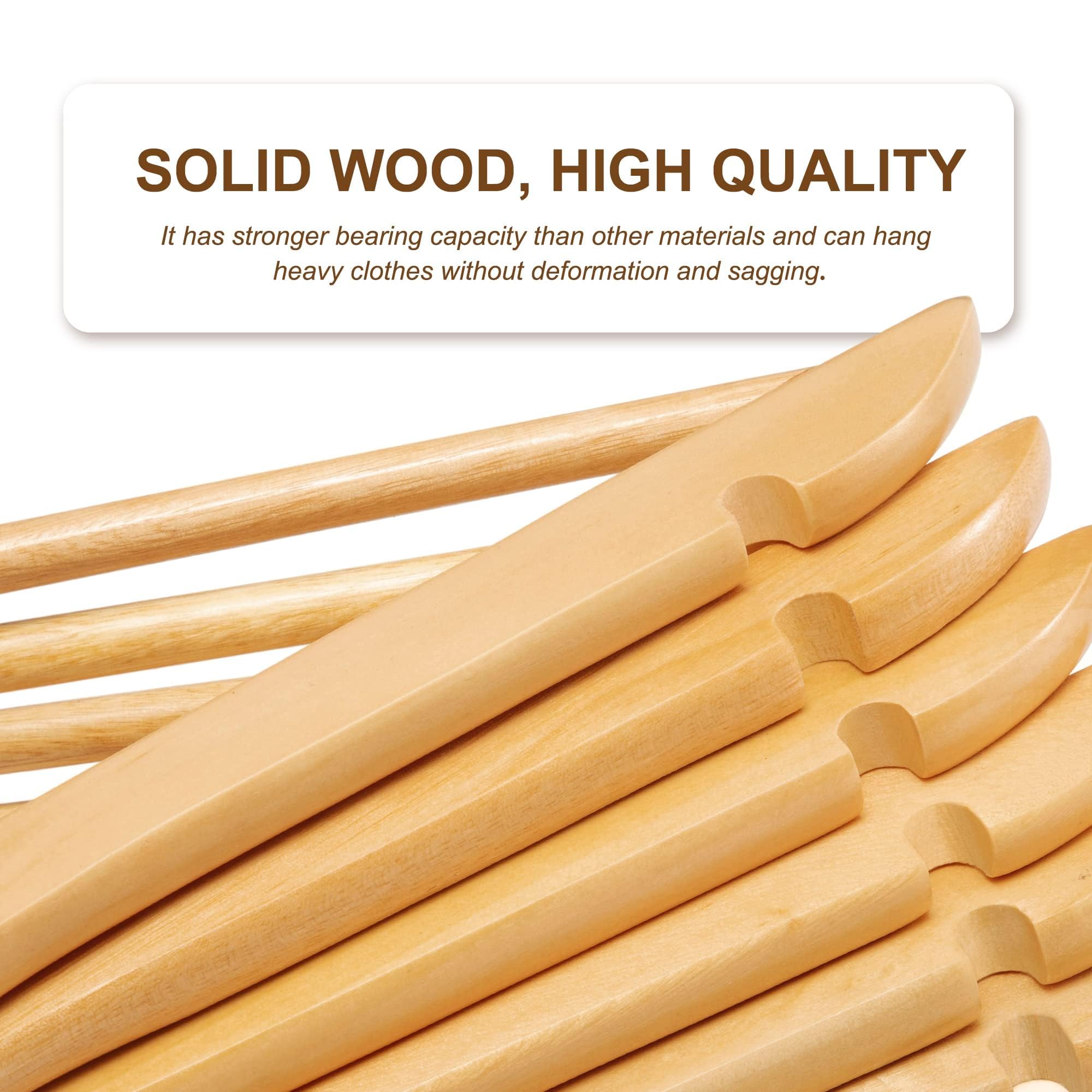 HOUSE DAY Perchas de Madera, 20 Piezas, Ganchos de Oro Rosa, Perchas Resistentes, Superficie Lisa Natural, Perchas de Madera de Primera Calidad para Ropa, Traje, Colores Naturales