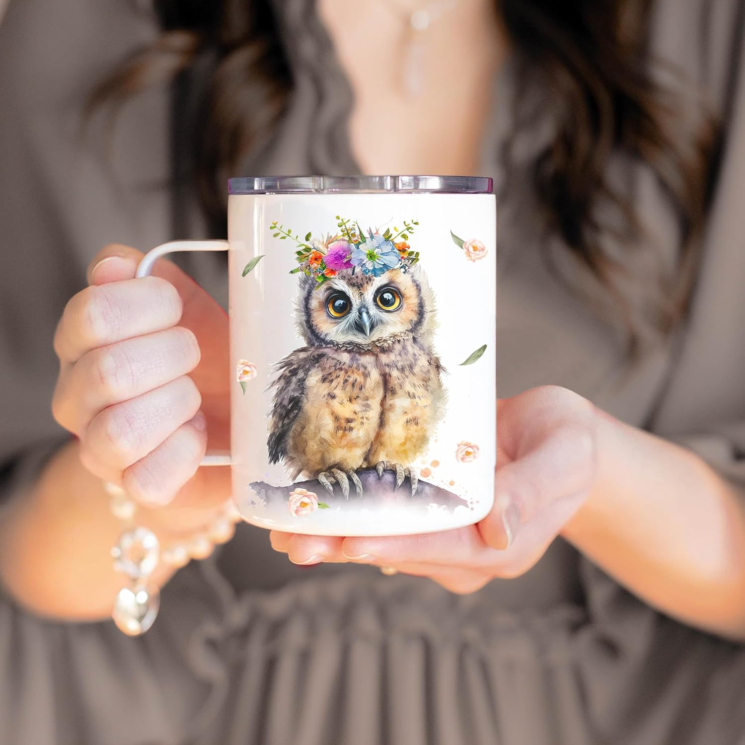 Hyturtle Owl Cup Gifts - Just A Girl Who Loves Owls Coffee Mug, Stainless Steel 12oz - Owl Gifts for Women, Cute Animal Lover Gift for Girls, Daughter on Birthday or Christmas - Image 4