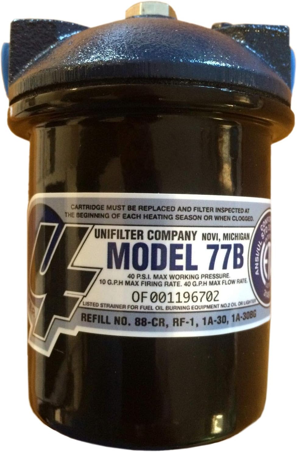 General Unifilter Model 77B Fuel 1A Size Oil Filter Complete