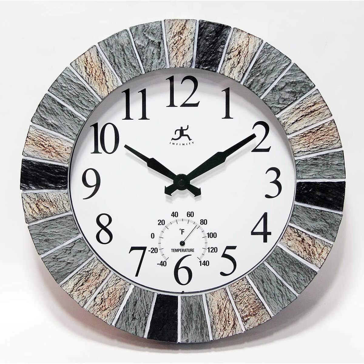 Misc 13" in/Outdoor Faux Slate Clock Multi Color Round Plastic