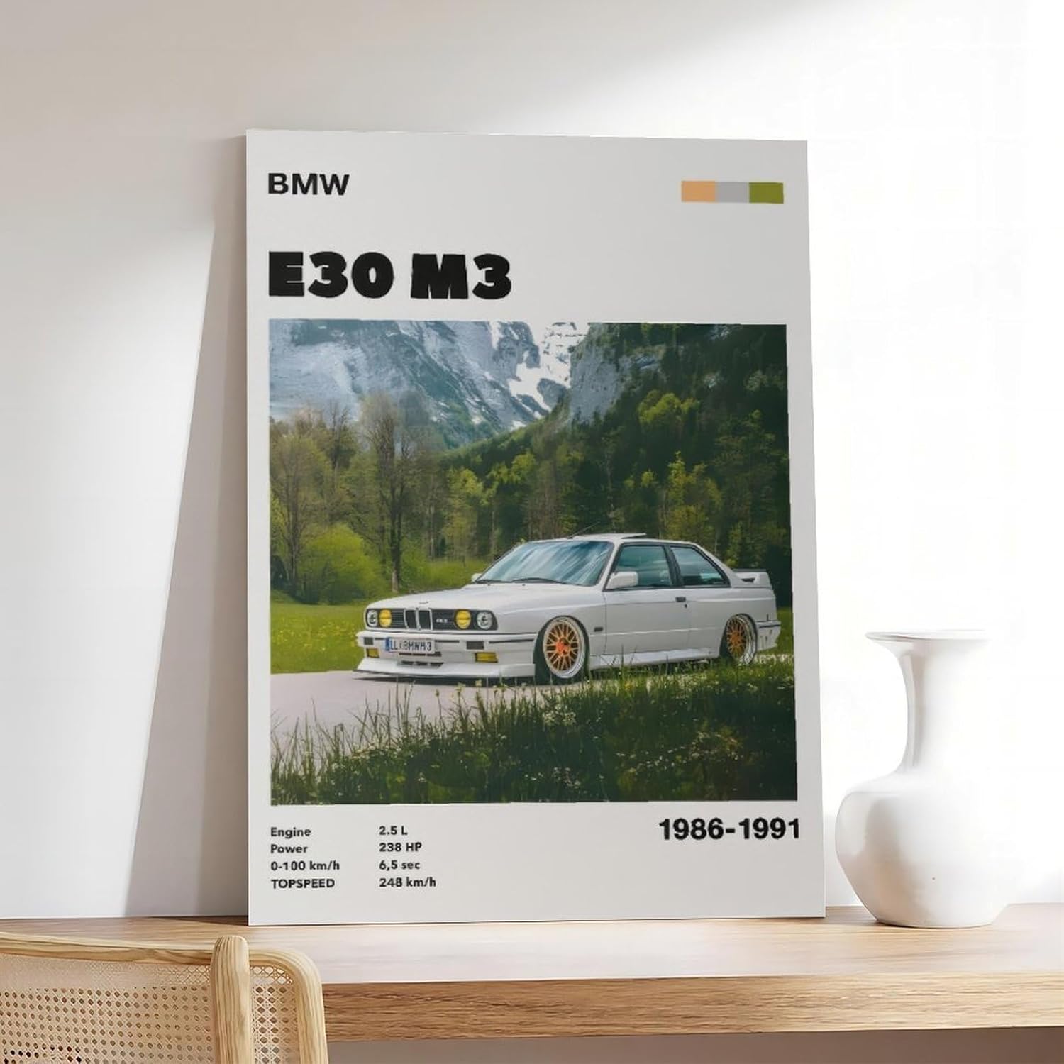 BMW Car Poster Luxury Sports Racing Canvas Print Modern Home Decor for Living Room Bedroom Office Garage Gift Unframe-style 24x36inch(60x90cm)