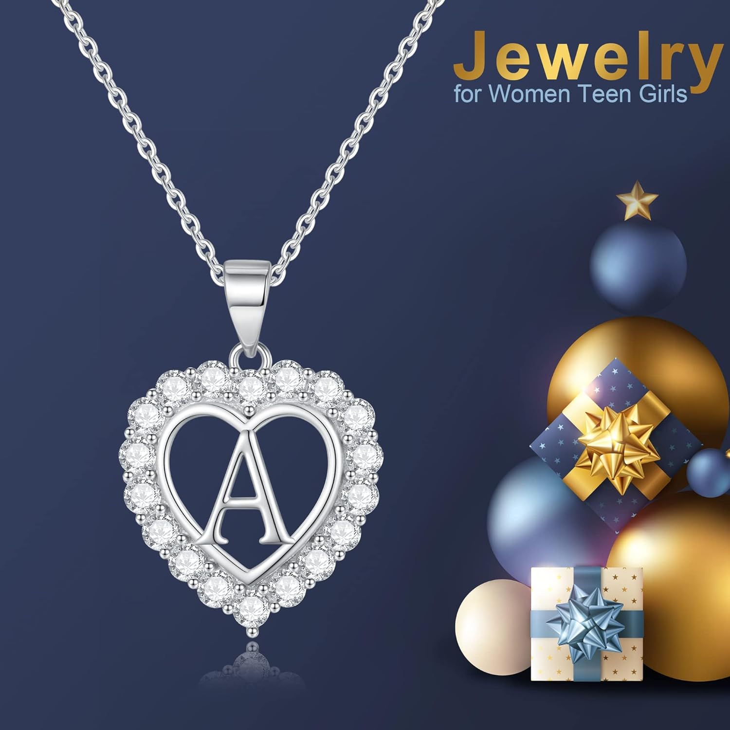 Initial Heart Necklaces for Women, S925 Sterling Silver Initial Necklace Womens Jewelry Mothers Day Gifts Girls Valentines Gifts for Her Christmas Birthday Gifts for Women Mom Wife Girlfriend - Image 6