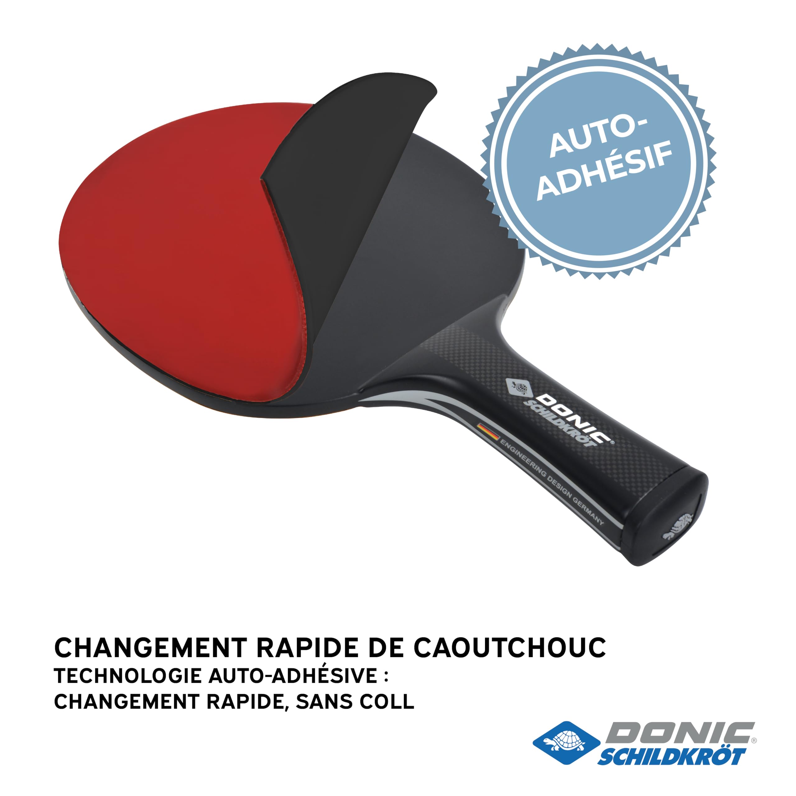 Donic-Schildkröt Revêtement de Remplacement QRC pour Raquettes de Tennis de Table ITTF