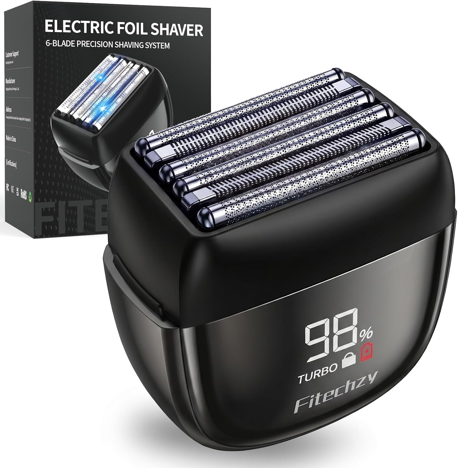 Electric Foil Shaver for Men, 6-Blade Electric Razor | Floating 6-blade system with IPX7 waterproof design for smooth wet & dry shaving and USB-C fast charging