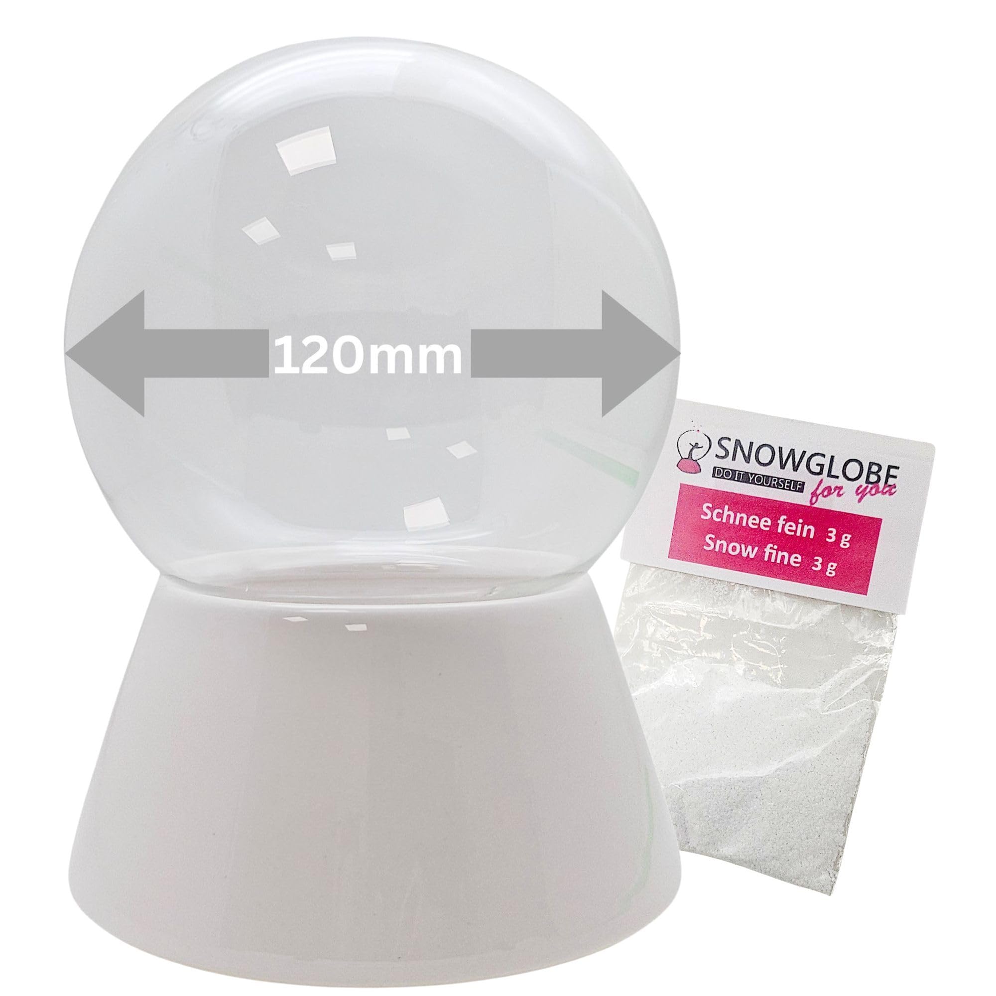 Schneekugelhaus White 120 Mm -Do-It-Yourself Snow Globe With Glassglobe And Porcelain Base 40015
