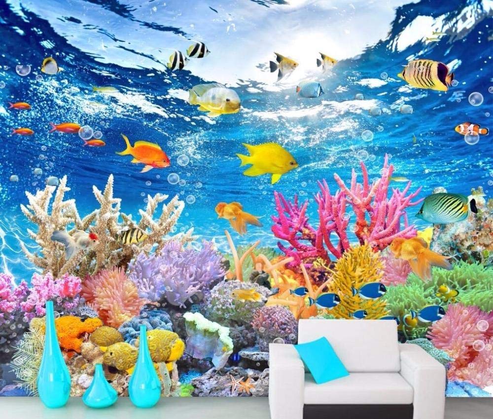 Papier peint monde sous-marin personnalisé effet 3D trompe l'oeil 350x245 cm