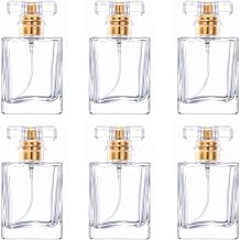 Lubonarier Perfume Bottle, Atomizer, 1.0 fl oz (30 ml), Set of 6, Glass Spray Bottles, Refill Containers, Portable Mini Bottle, Transparent Bottle (Gold Square)