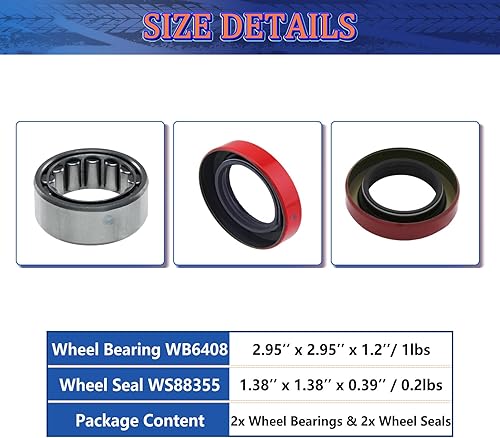 Miniatura 2 de Maxfavor Juego de 4 rodamientos y sellos de rueda trasera de repuesto para Ford Ranger 1997-2009Ford F-150 1997-2003Ford Explorer 1991-2001Ford