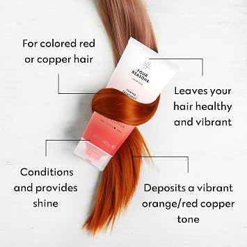 FOUR REASONS Color Mask, Red Copper (27 Colours) – Hair Gloss & Colour Depositing Conditioner – Semi Permanent Hair Toner for Colour-Treated Hair Colour For Women – Vegan & Cruelty-Free –200 ml