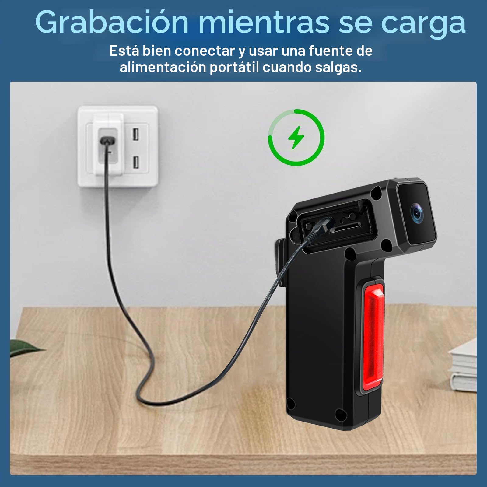 Cámara Bicicleta 1080P Gran Angular IPX3, 19h de Batería para Bici/Moto | 19h autonomía, 512GB SD, grabación en bucle, 3 modos de luz, soportes incluidos