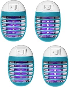 4 Pcs Bug Zapper Electric Fly Pests Trap Indoor, Mosquito LED Light for Patio, Bedroom, Kitchen, Office Electronic Insect Killer