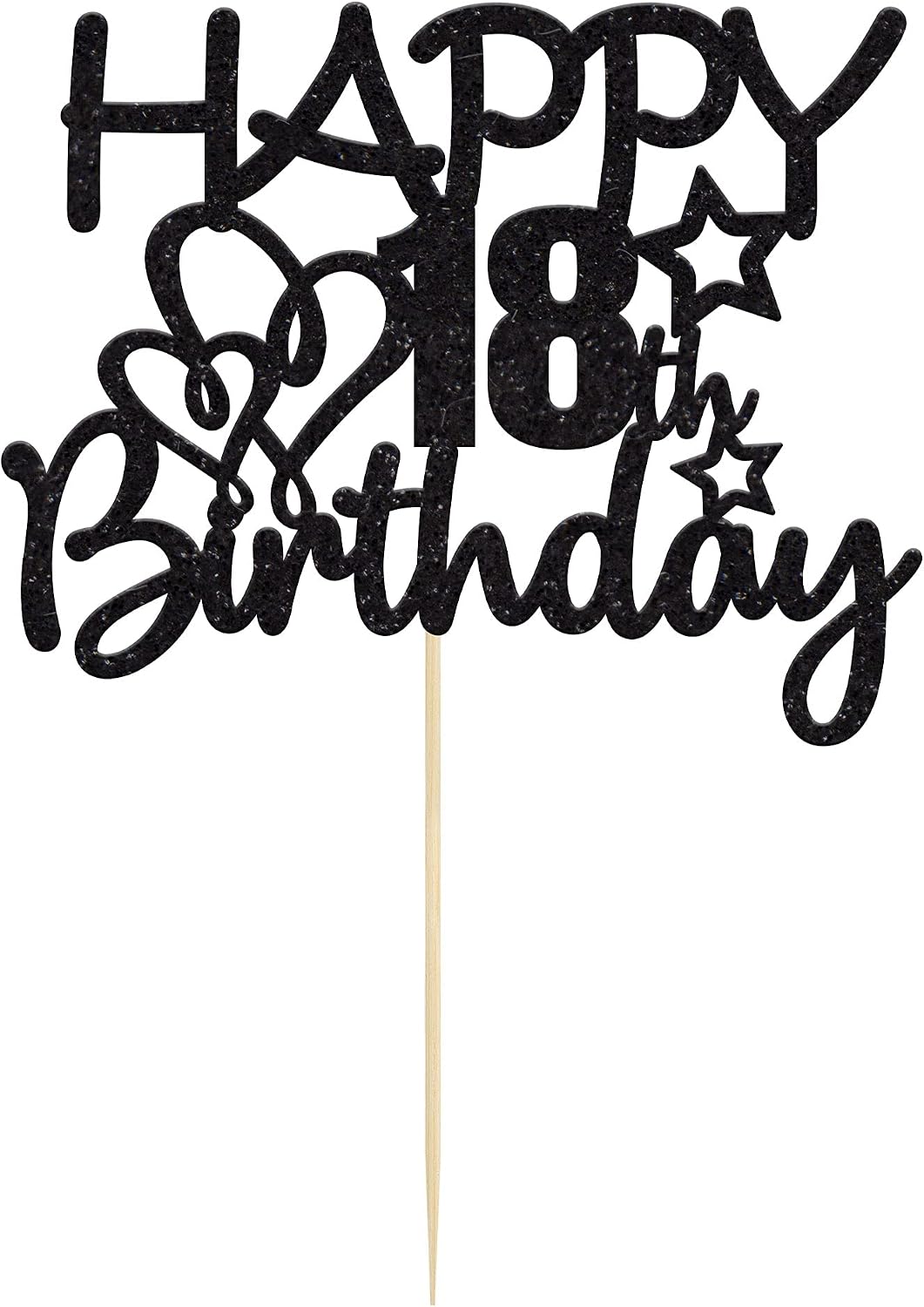 Gyufise 3 Pack Happy 18th Birthday Cake Toppers Black Glitter Hello 18 Cheers to 18 Years 18 & Fabulous Cake Pick Eighteen 18th Birthday Anniversary Party Decorations Supplies - Image 4